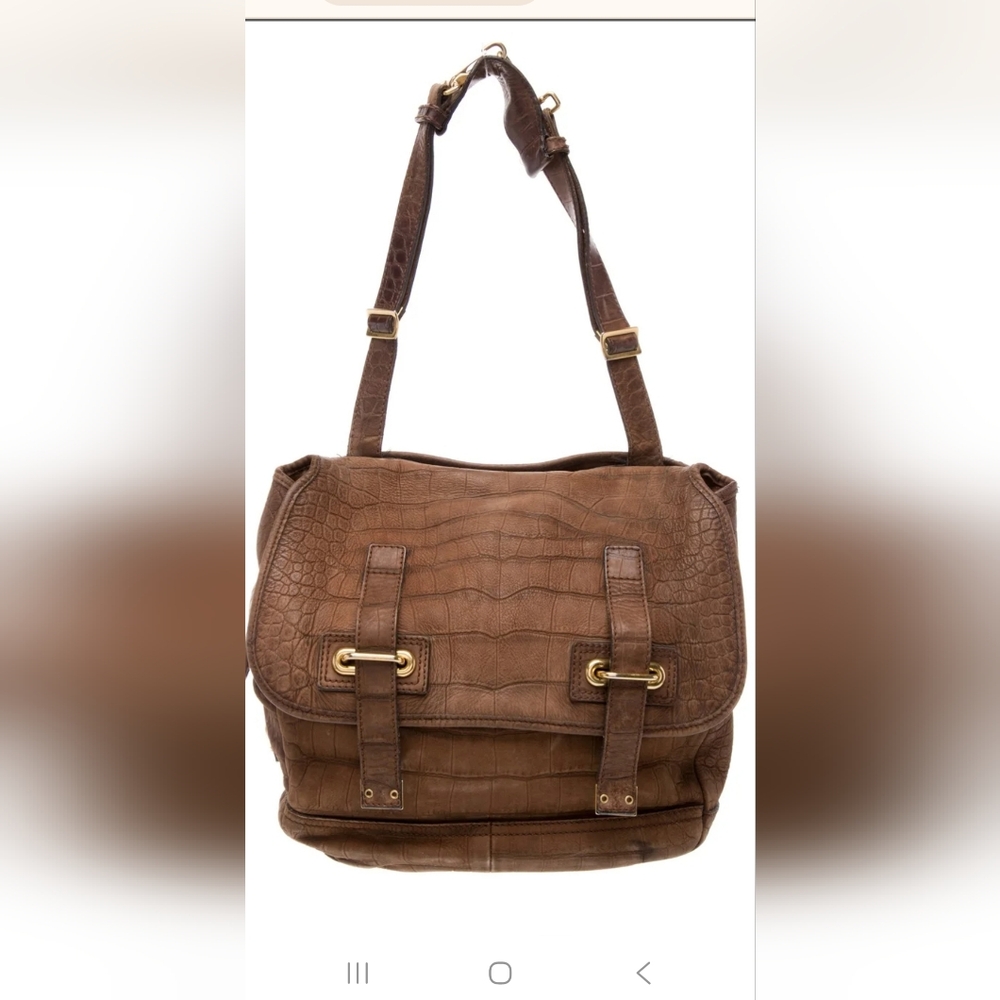 Vintage Yves Saint Laurent brown shoukder  leather suede like bag.